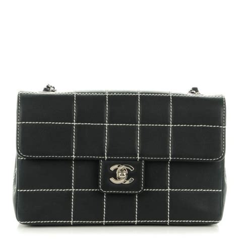 chanel calfskin contrast stitched medium single flap navy blue|chanel flap style.